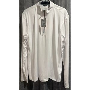 Elevate Mens XL White Long Sleeve 1/4 Zip Performance Lightweight Shirt NWT